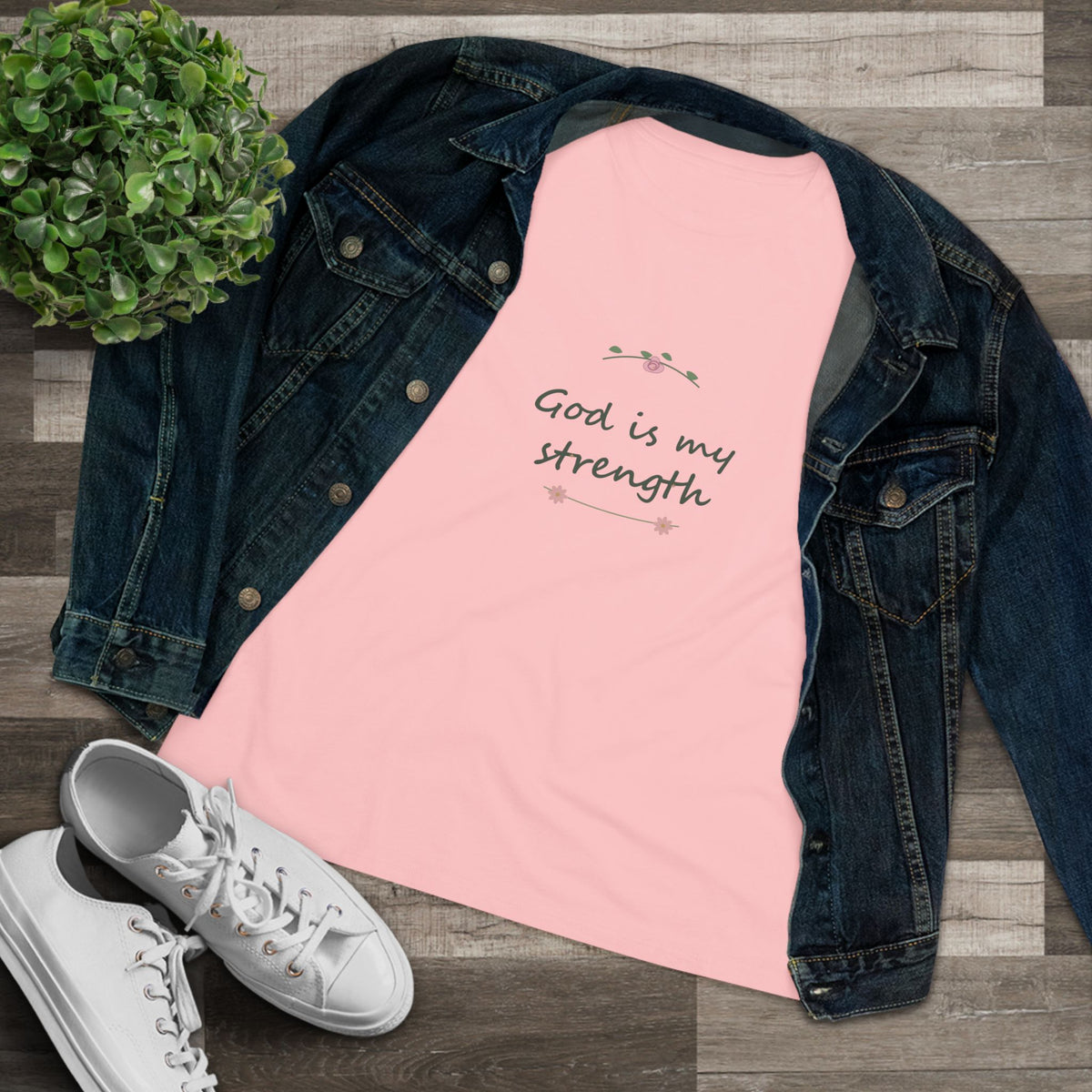 God is my strength | Women’s floral tee